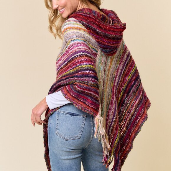 ON BLUE Pink & Ruby Hooded Poncho - Picture 13 of 13